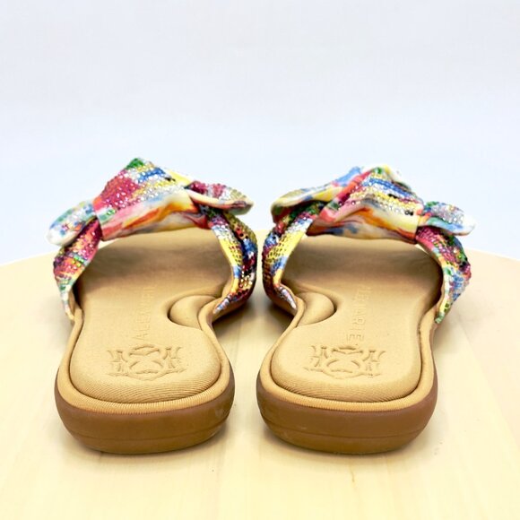 Alex Marie Multicolor Hamala Bow Sequin Memory Foam Flat Slide Sandals Size 6.5 - Picture 5 of 8